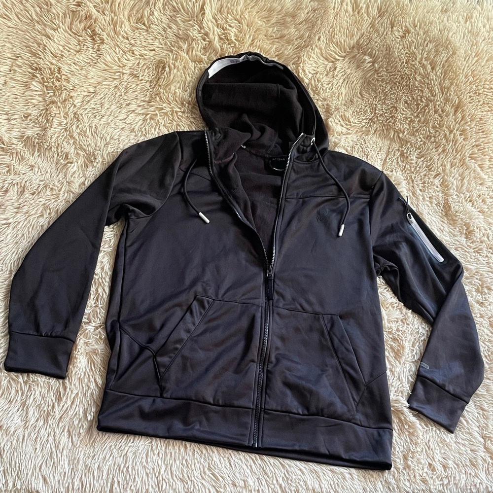 Men's Black Spyder Fleece Zip Up Hoodie